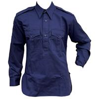 Australian Pattern Tropical Shirt in Blue Cotton Drill