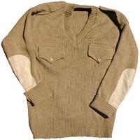 Indian Army Khaki Sweater with Pockets and Epaulets